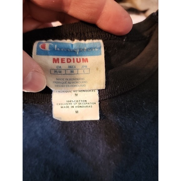 Vintage Black Single Stitch Champion T-Shirt Med - Picture 3 of 11